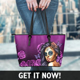 Calavera - Small Leather Tote - Purple